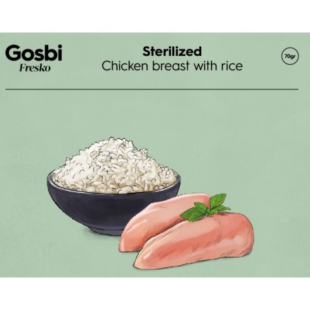 Sterilized Blanc de Poulet et Riz 70g Fresko