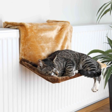 Lit radiateur en peluche 45×24×31cm brun clair/brun