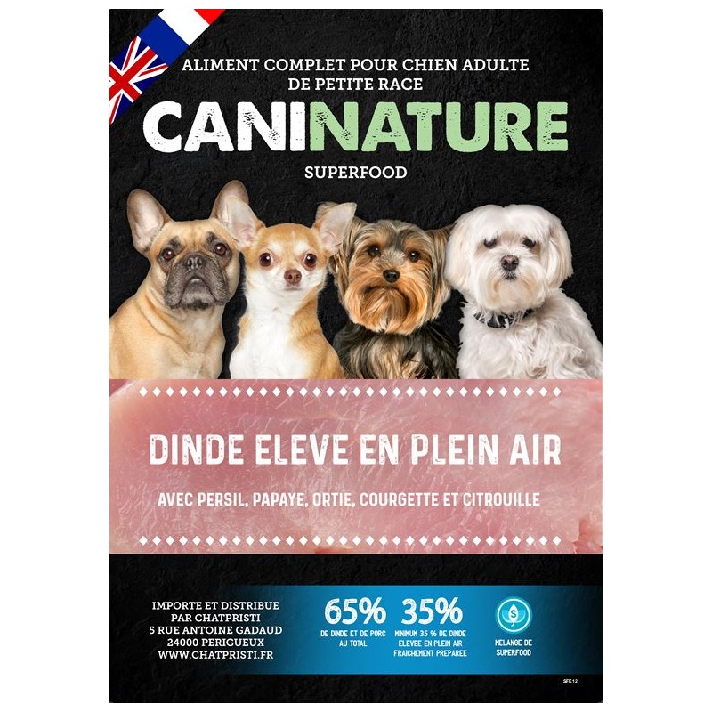 Adulte Petite Race Dinde Plein Air 65% - CaniNature SuperFood