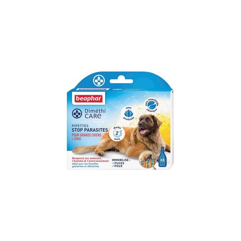 DIMETHICARE Grand Chiens +30kg - Pipettes stop parasites x6