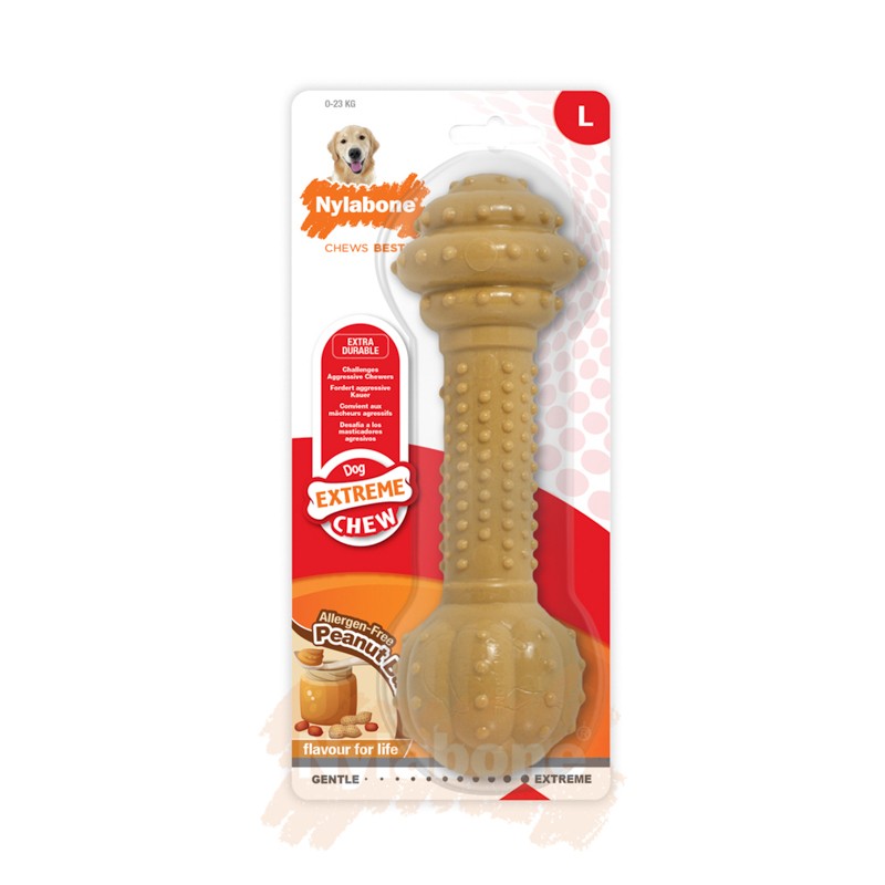 Nylabone Peanut Butter Extreme Barbell Chew - Large