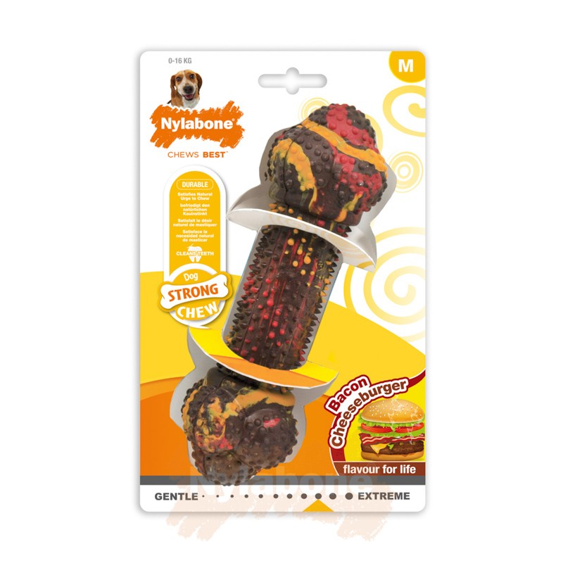 Nylabone Bacon with Cheese Strong Rubber Bone