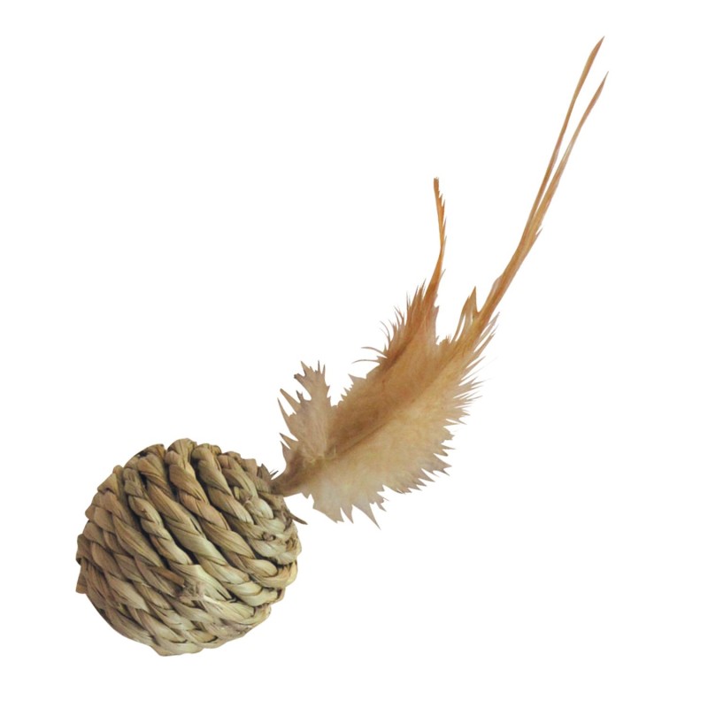 Boule herbier marin et plumes