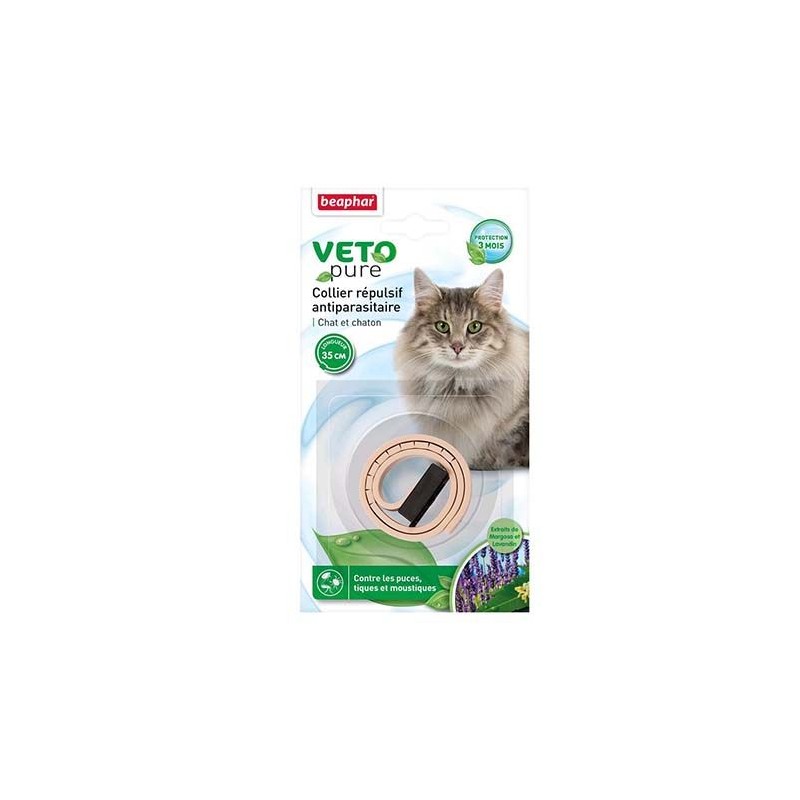 Collier répulsif antiparasitaire pour chat beige