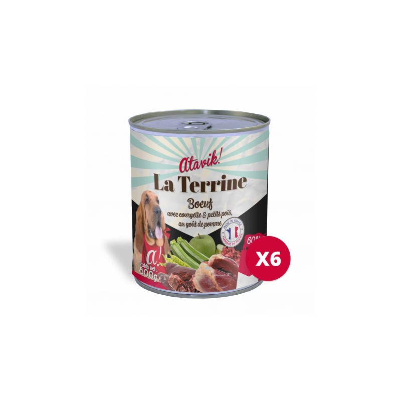 Bœuf avec courgette & petits pois - La Terrine pour chien Made In France - Atavik