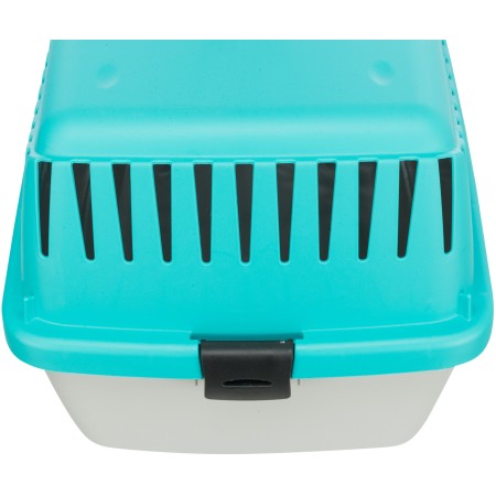 Box de transport Capri, XXS: 26 × 25 × 39 cm, gris clair/turquoise