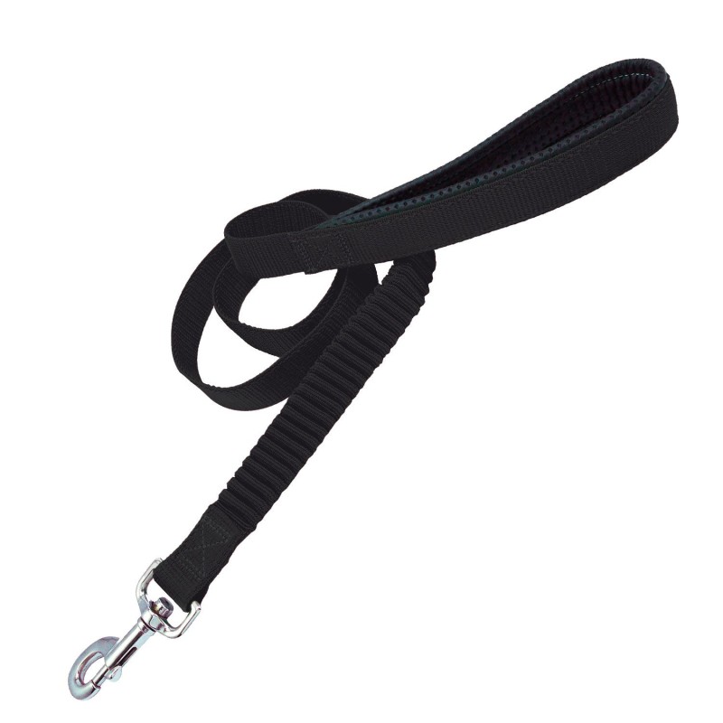 Laisse Nylon Amortisseur Antitraction Noir 25mm x 60cm