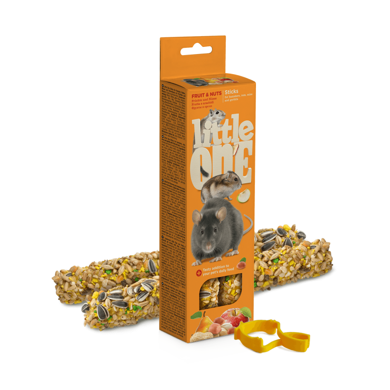 Sticks pour hamsters, rats, souris et gerbilles avec fruits et noix 2x60g