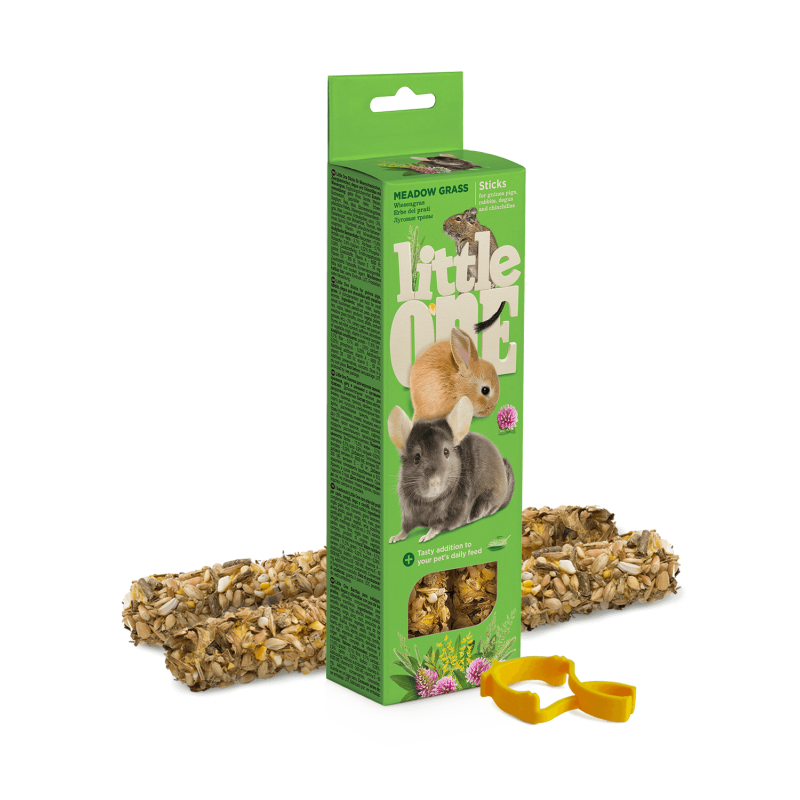 Sticks pour cochons d'Inde, lapins, degus et chinchillas avec herbe des prés 2x55g