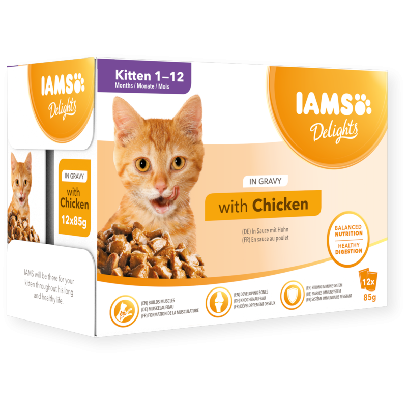 Iams - Delights Chatons Poulet en sauce 12x85g