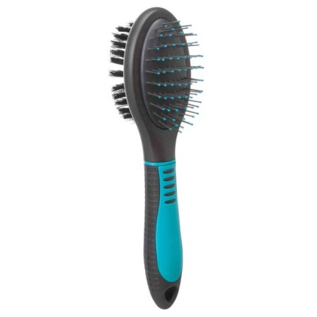 Brosse, double, en plastique/nylon & poils métal, 5 × 19 cm