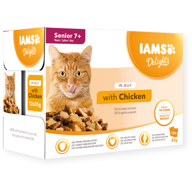 IAMS Delights Séniors Au poulet en gelée 12x85g