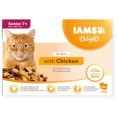 IAMS Delights Séniors Au poulet en gelée 12x85g