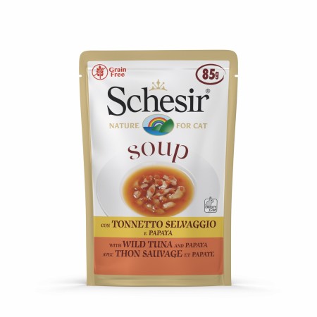 Schesir Soupe pour Chat - Thon Sauvage et Papaye 85g - Gourmandise Italienne