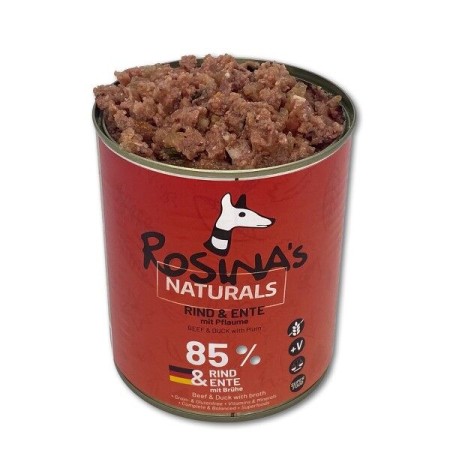 Rosina's Naturals - Aliment Complet pour Chiens Adultes : Bœuf & Canard aux Prunes