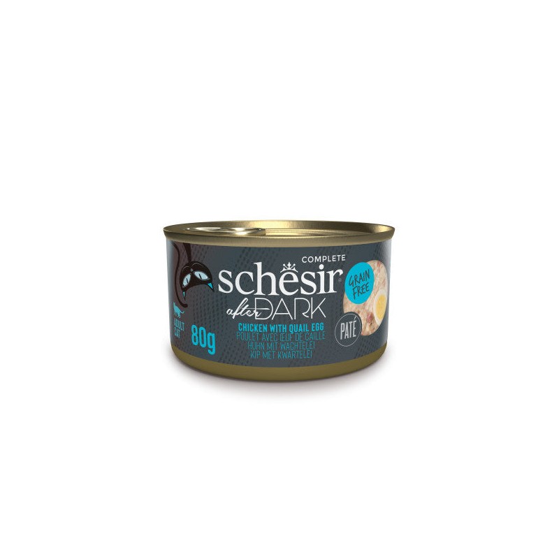 Schésir After Dark: Filets de Poulet à l'Œuf de Caille en Bouillon - Nourriture Humide pour Chat, 80g