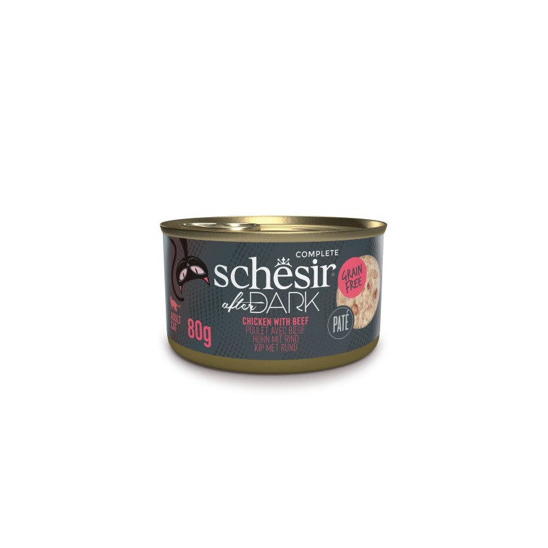 Poulet avec du bœuf en pâté 80g en conserve - Gamme After Dark Schesir