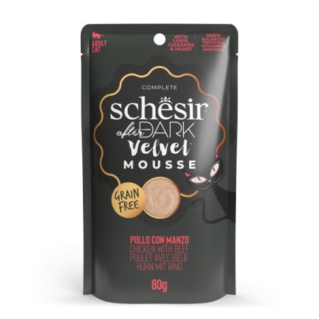 Poulet et Bœuf en Mousse 80g de Schesir - Nourriture Humide Premium pour Chat