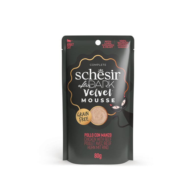 Poulet et Bœuf en Mousse 80g de Schesir - Nourriture Humide Premium pour Chat