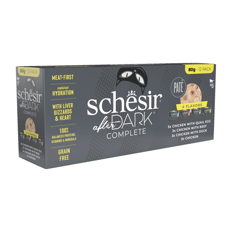 Multipack Pâtée After Dark de Schesir 12x80g - Variété Gastronomique pour Chats