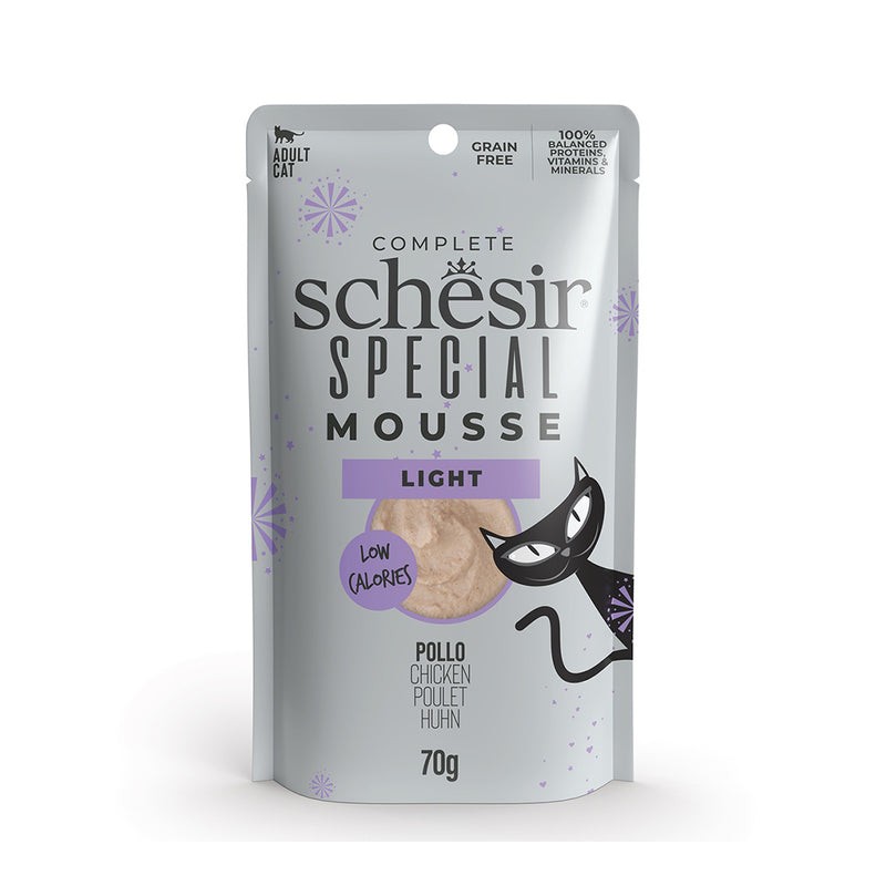 Mousse Light de Poulet Schesir Special 70g en Sachet - Alimentation Légère pour Chats