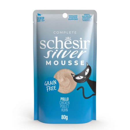 Silver Poulet en Mousse 80g pour Chats Seniors - Aliment Humide Complet