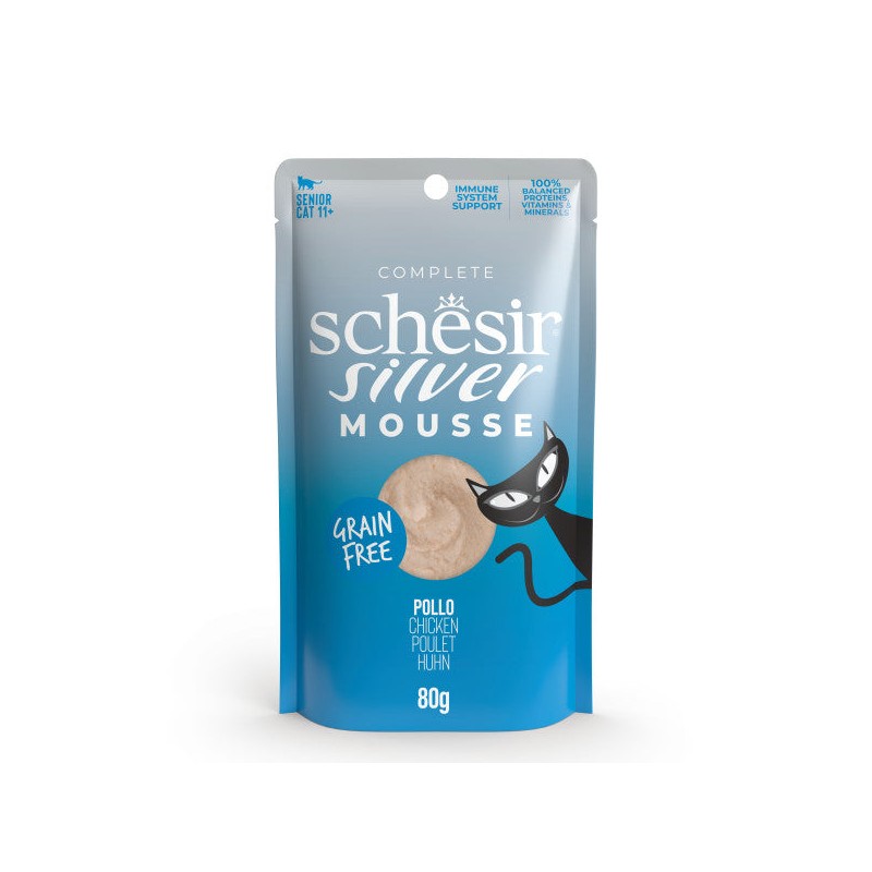 Silver Poulet en Mousse 80g pour Chats Seniors - Aliment Humide Complet