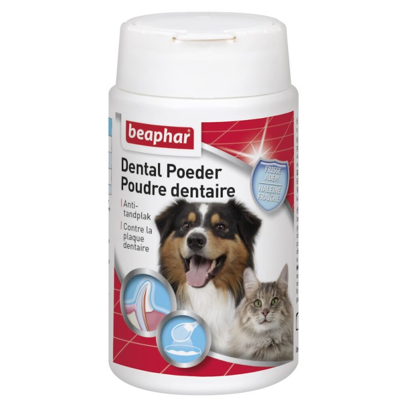 Poudre Dentaire Beaphar 75g pour Chien et Chat - Hygiène Bucco-Dentaire Sans Brossage