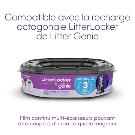 Poubelle à Litière LitterLocker Litter Genie avec Recharge - Contrôle des Odeurs