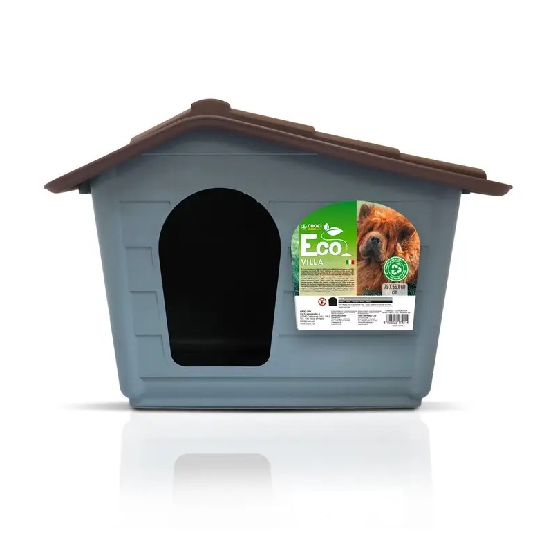 Croci Eco Villa - Niche Durable en Plastique Recyclé pour Chiens, Made in Italy