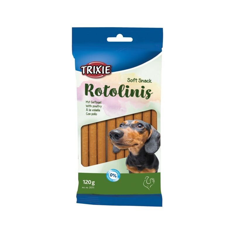 "Soft Snack Rotolinis 120g - Friandises Délicieuses pour Chiens à la Volaille, Sans Sucres Ajoutés