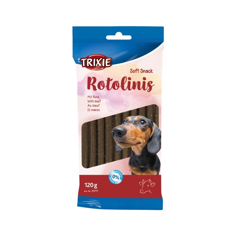 Soft Snack Rotolinis au Bœuf 120g - Friandises Moelleuses pour Chiens, Sans Sucres Ajoutés