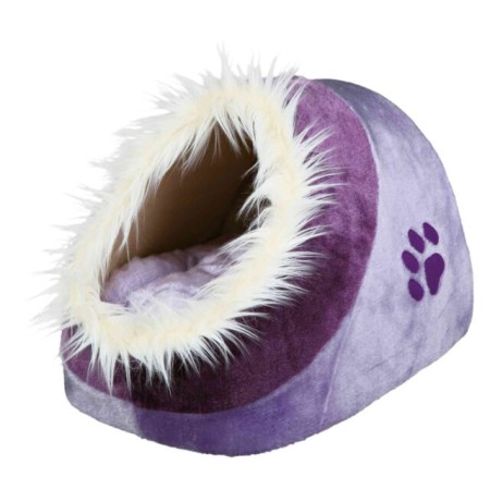 Abri Douillet Minou pour Chat - Confort en Peluche, 35 × 26 × 41 cm, Mauve/Violet