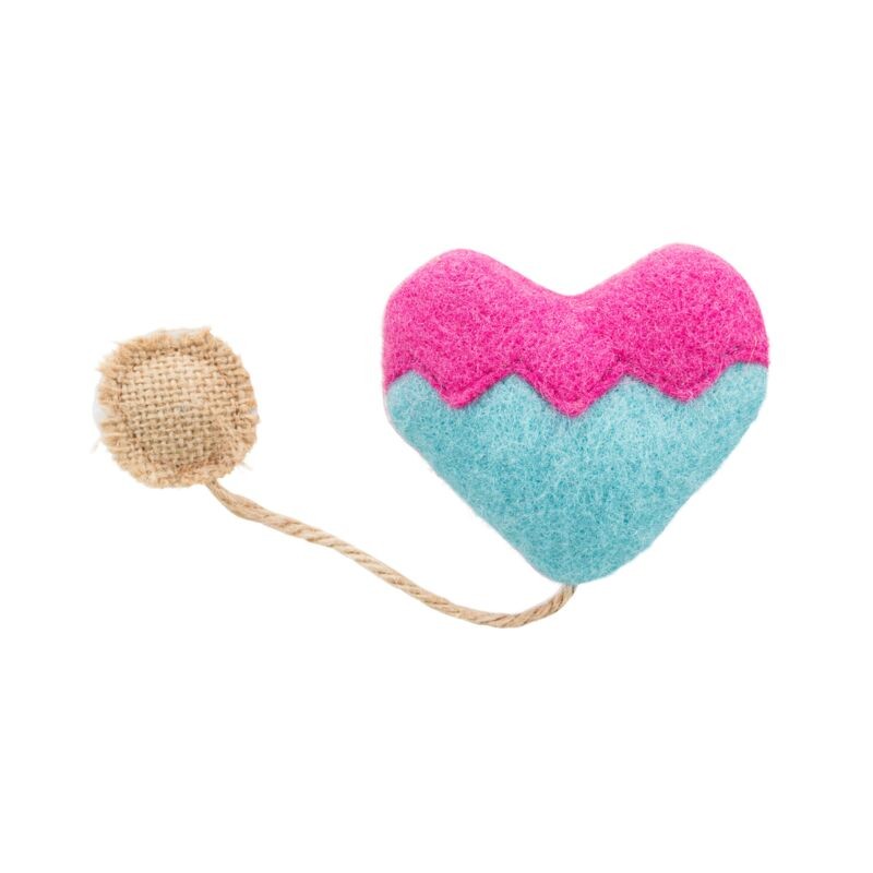 Coeur avec Catnip pour Chats - Jouet en Tissu Craquant, 8 cm/18 cm