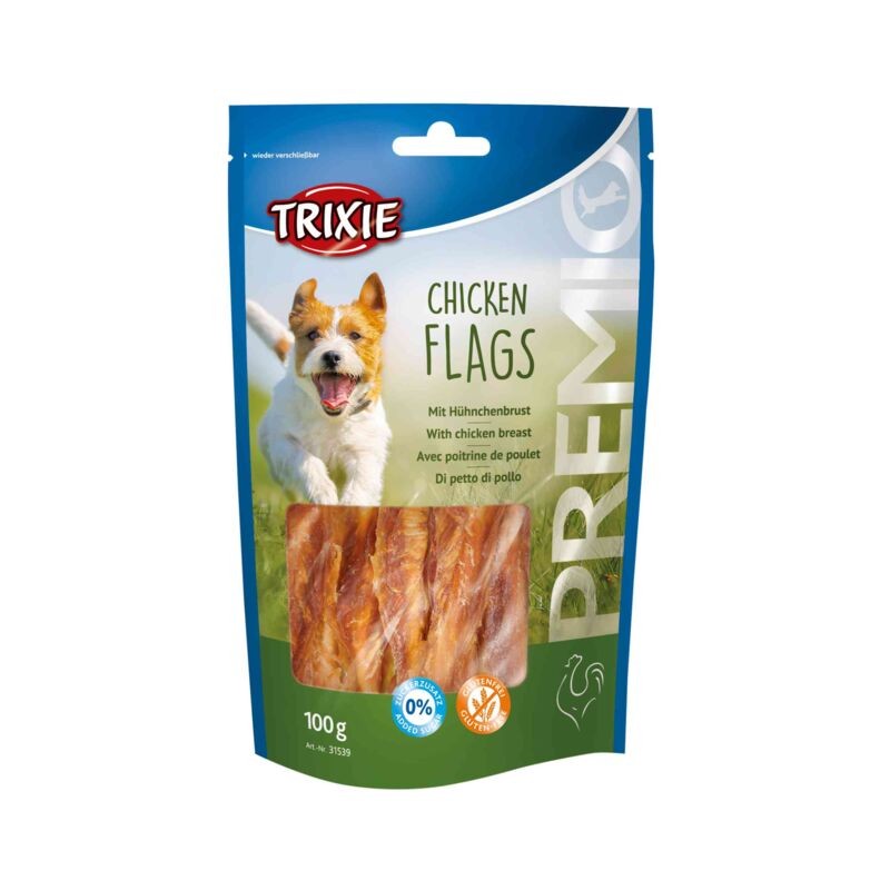 PREMIO Chicken Flags au Poulet 100 g - Friandises Hautement Protéinées pour Chiens