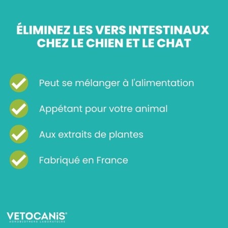 Sirop Vetocanis Anti-Vers Intestinaux pour Chien et Chat - 125ml