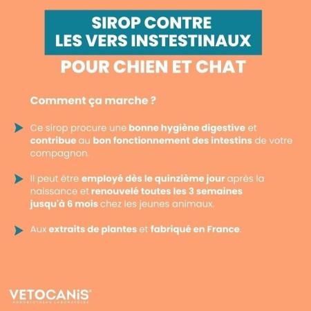 Sirop Vetocanis Anti-Vers Intestinaux pour Chien et Chat - 125ml