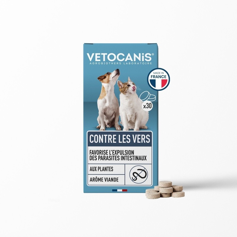 Vetocanis Comprimés Anti-Vers pour Chien et Chat - 30 Comprimés