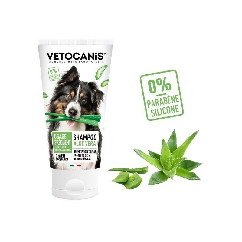 Shampoing Vetocanis à l'Aloe Vera pour Usage Fréquent chez le Chien - 300ml