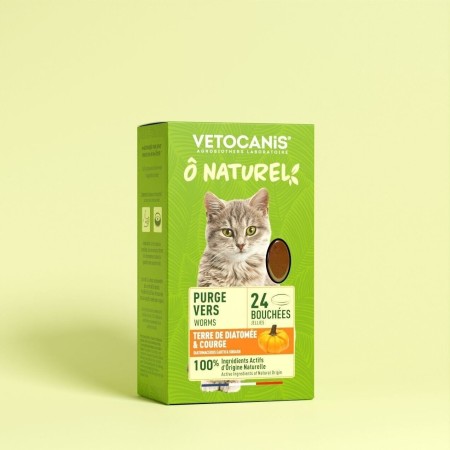 Friandises Purge Vers Vetocanis pour Chat à la Terre de Diatomée et Courge - 24 Bouchées - 36g