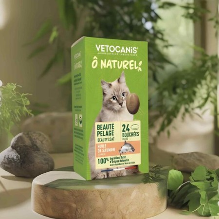 Friandises Beauté Pelage Vetocanis pour Chat à l'Huile de Saumon - 24 Bouchées - 36g