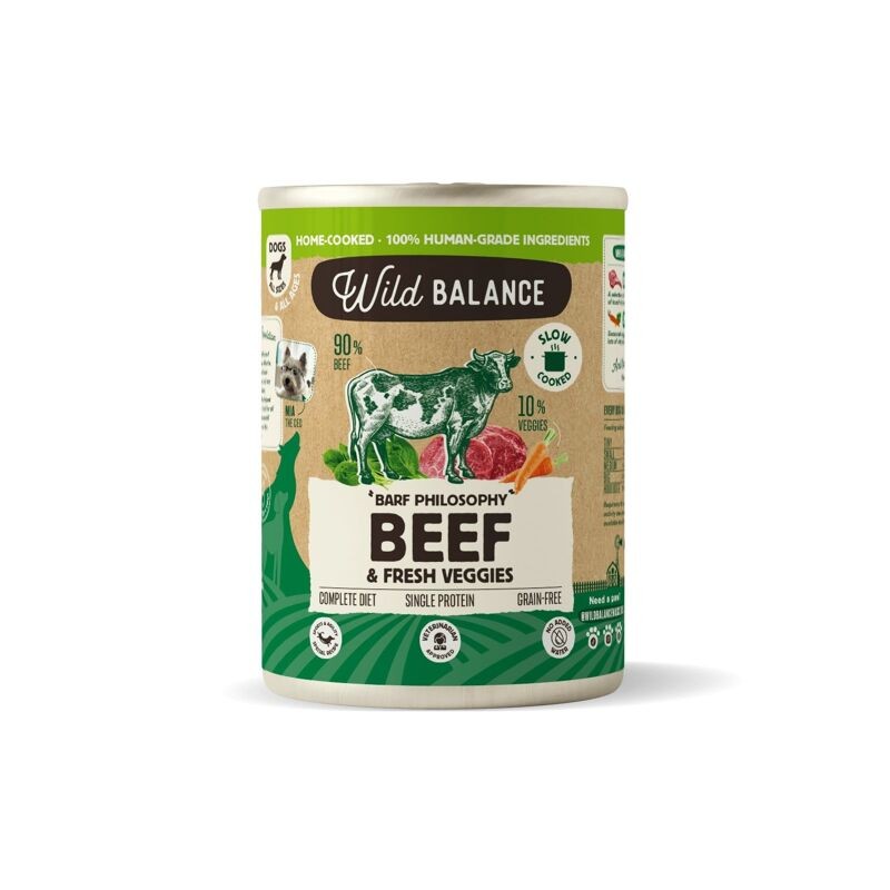 Wild Balance Boîte de Bœuf pour Chiens 400g - Philosophie BARF