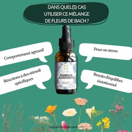 Fleurs de Bach Animaux Agressifs Sans Alcool - Apaisement Naturel pour Votre Compagnon