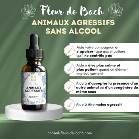 Fleurs de Bach Animaux Agressifs Sans Alcool - Apaisement Naturel pour Votre Compagnon