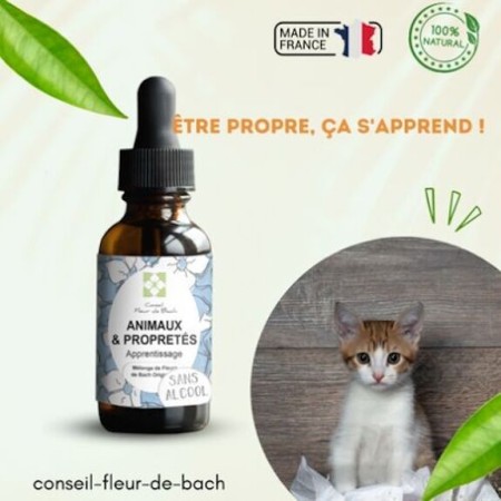 Fleurs de Bach pour Animaux et Propreté Sans Alcool - Solution Naturelle 30 ml