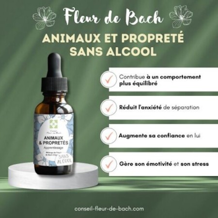 Fleurs de Bach pour Animaux et Propreté Sans Alcool - Solution Naturelle 30 ml