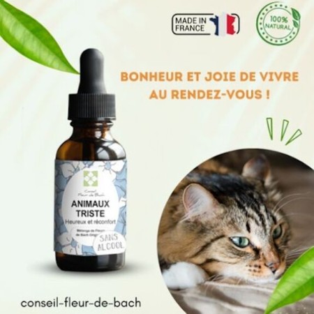 Fleurs de Bach pour Animaux Tristes Sans Alcool - Solution Naturelle 30 ml