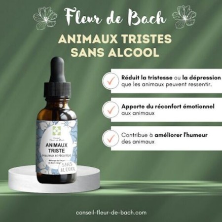 Fleurs de Bach pour Animaux Tristes Sans Alcool - Solution Naturelle 30 ml