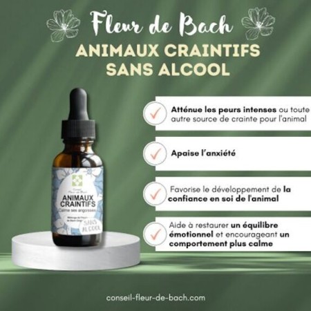 Fleurs de Bach pour Animaux Craintifs Sans Alcool - Sérénité Naturelle 30 ml