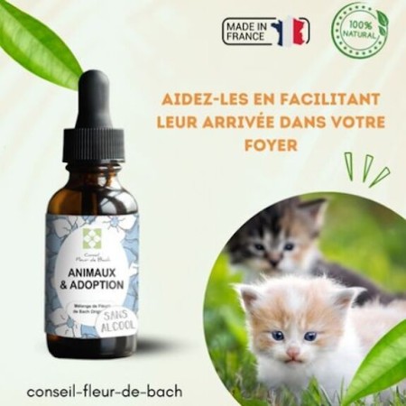 Fleurs de Bach pour Animaux et Adoption Sans Alcool - Aide à l'Adaptation 30 ml